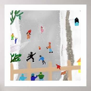 Ice Skating On The Stream Poster by CardArtFromTheHeart at Zazzle