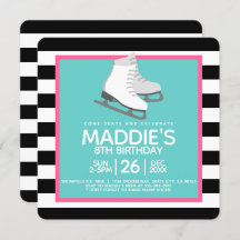 Ice Skating Party Birthday Invitations