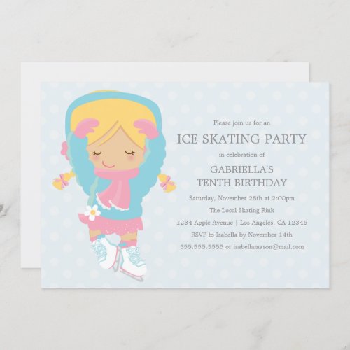 Ice Skating Party  Birthday Party Invitation