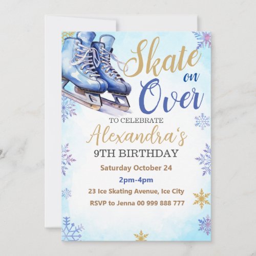 Ice Skating Party Birthday Winter Party Invitation