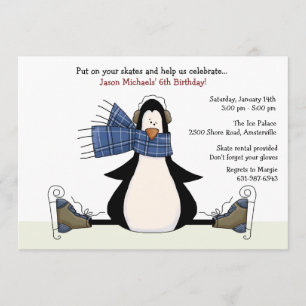 Ice Skating Party Blue Invitation