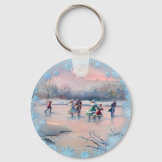 ICE SKATING PARTY by SHARON SHARPE Card Keychain