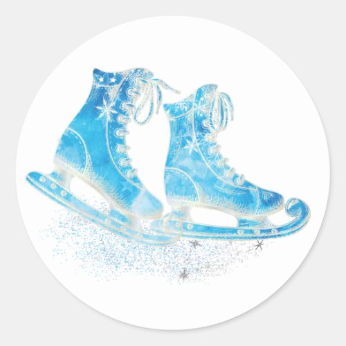 Ice Skating Party Classic Round Sticker