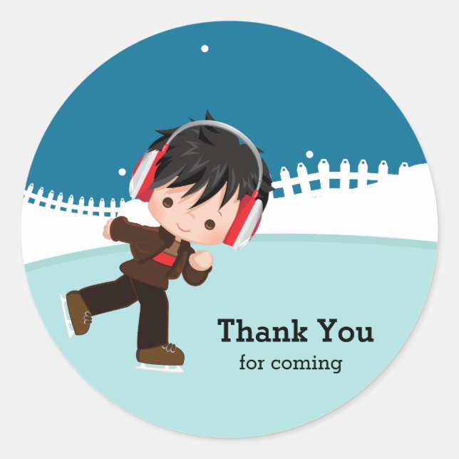 Ice Skating party Classic Round Sticker (Front)