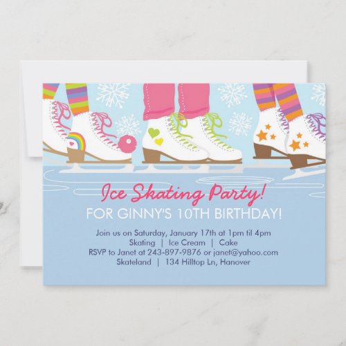 Ice Skating Party for Girls Invitations