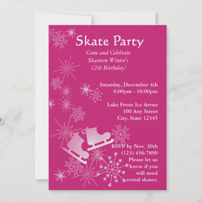 Ice Skating Party Invitation (Front)
