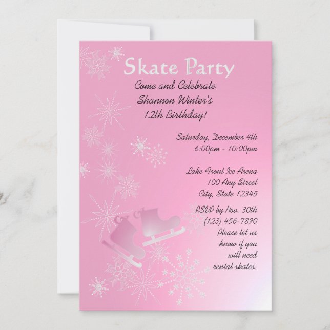 Ice Skating Party Invitation (Front)