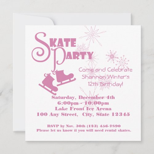 Ice Skating Party Invitation