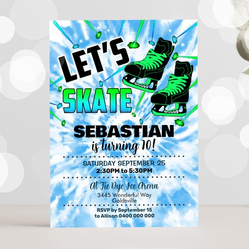 Ice Skating Party Invitation Boy Ice Skate Invite