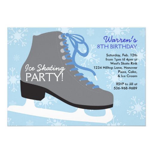 Ice Skating Party Invitations for boys 5