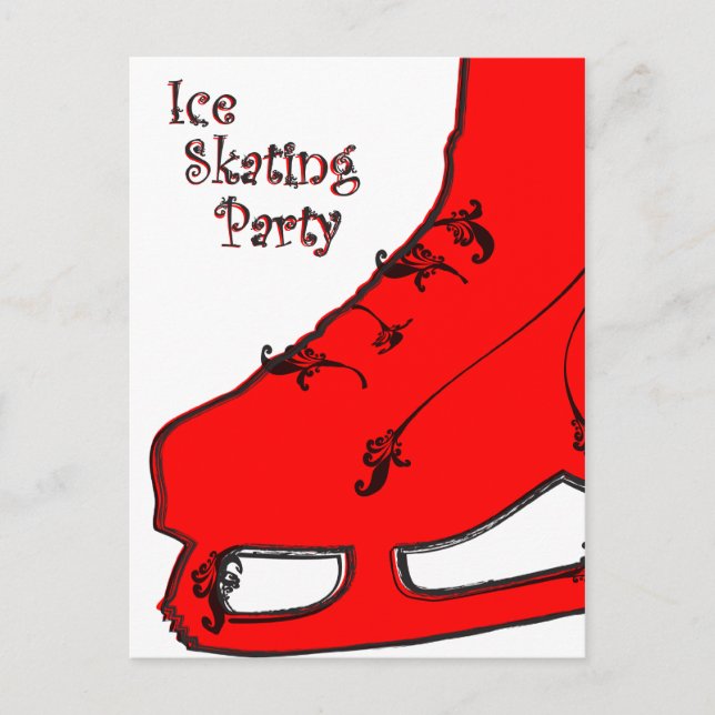 ice skating party paisley invitation postcard (Front)