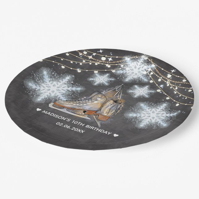 Ice Skating Party Personalized Paper Plates (Angled)