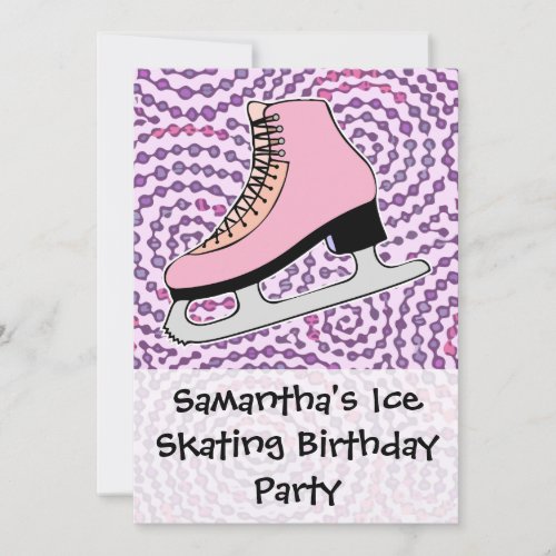 Ice Skating Party Pink Skate Invitation