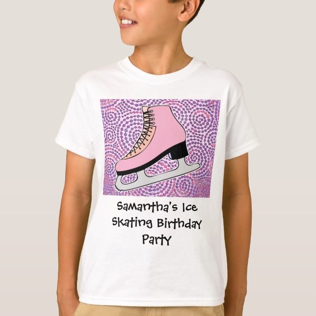 Ice Skating Party, Pink Skate T-Shirt (Front)