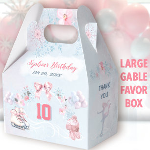 Ice Skating Party Pink Winter Girl Birthday Large Favor Boxes
