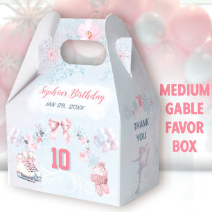 Ice Skating Party Pink Winter Girl Birthday Medium Favor Boxes