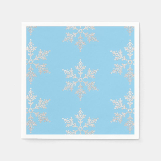 Ice Skating Party Snowflake Glitter Napkins (Front)