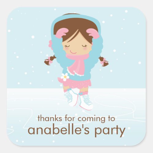 Ice Skating Party Square Sticker