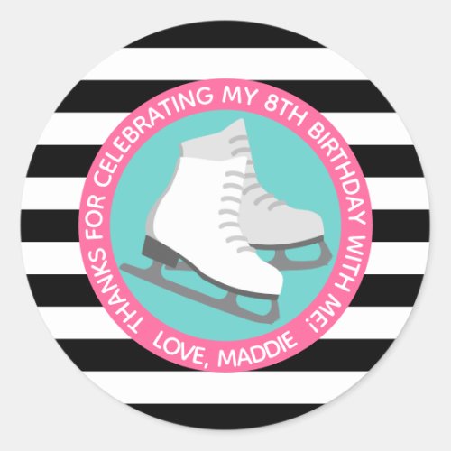 Ice Skating Party Treat Bag Stickers Party Favors