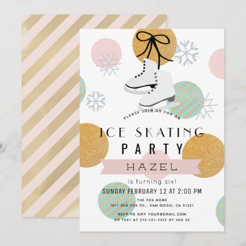 Ice Skating Party Winter Pink Gold Girl Birthday