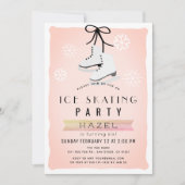 Ice Skating Party Winter Pink Retro Birthday Invitation (Front)