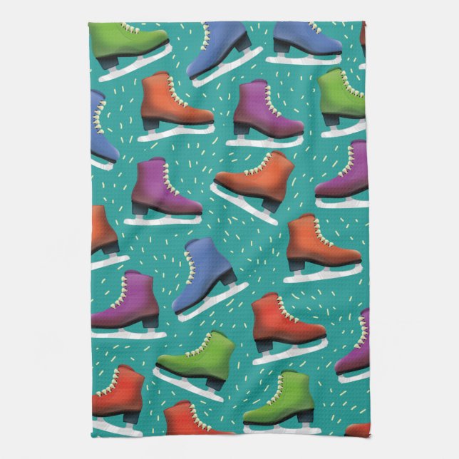 Ice Skating Pattern Kitchen Towel (Vertical)