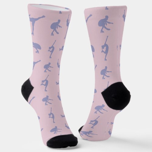 Ice Skating Pattern Periwinkle Pink Socks