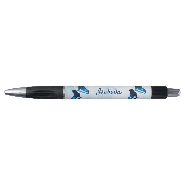 Ice skating pen figure skates blue stars (Front)