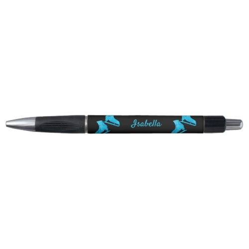 Ice skating pen figure skates turquoise blue