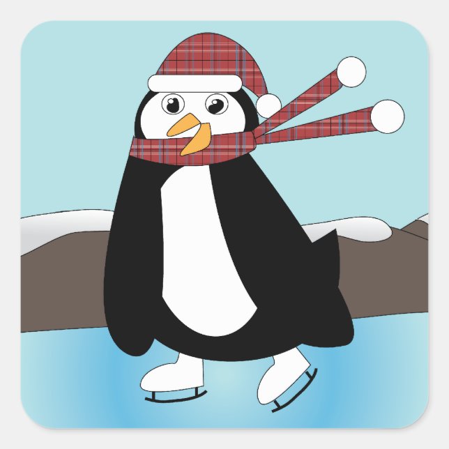 Ice Skating Penguin Sticker (Front)