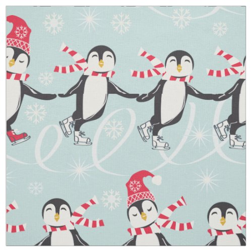 Ice Skating Penguins Pattern ID547 Fabric