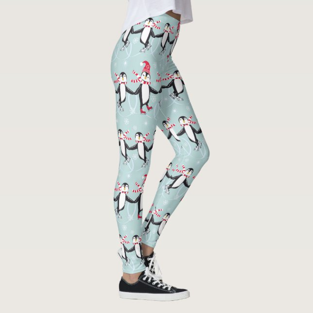 Ice Skating Penguins Pattern ID547 Leggings (Right)