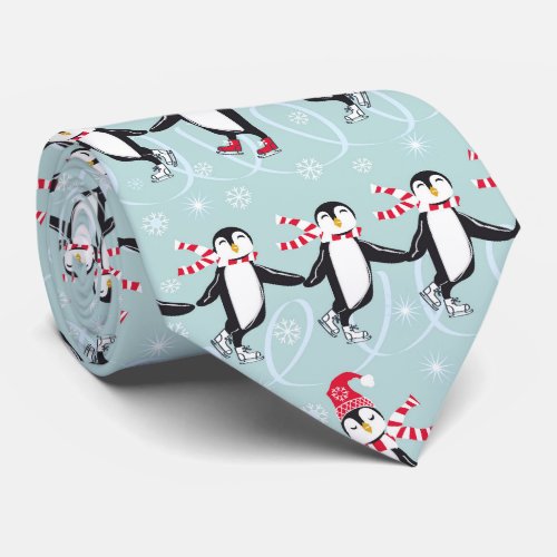 Ice Skating Penguins Pattern ID547 Neck Tie