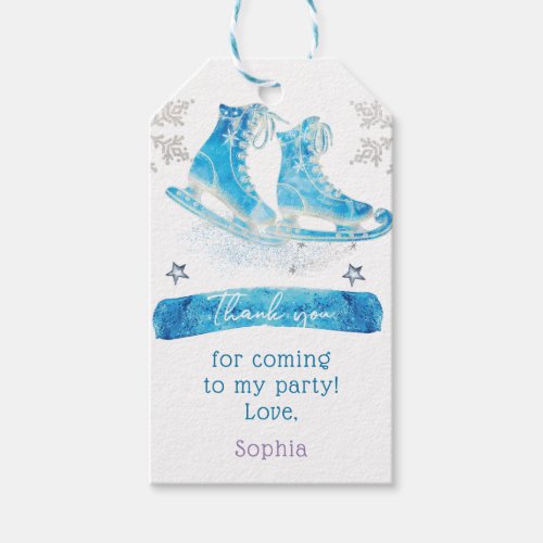 Ice Skating Personalized Birthday Party Thank you Gift Tags