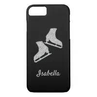 Ice skating phone case figure skate silver glitter Zazzle