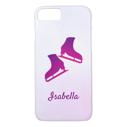 Ice skating phone case figure skates purple pink
