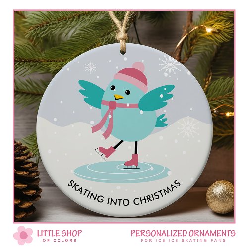 Ice Skating Photo Christmas Ceramic Ornament