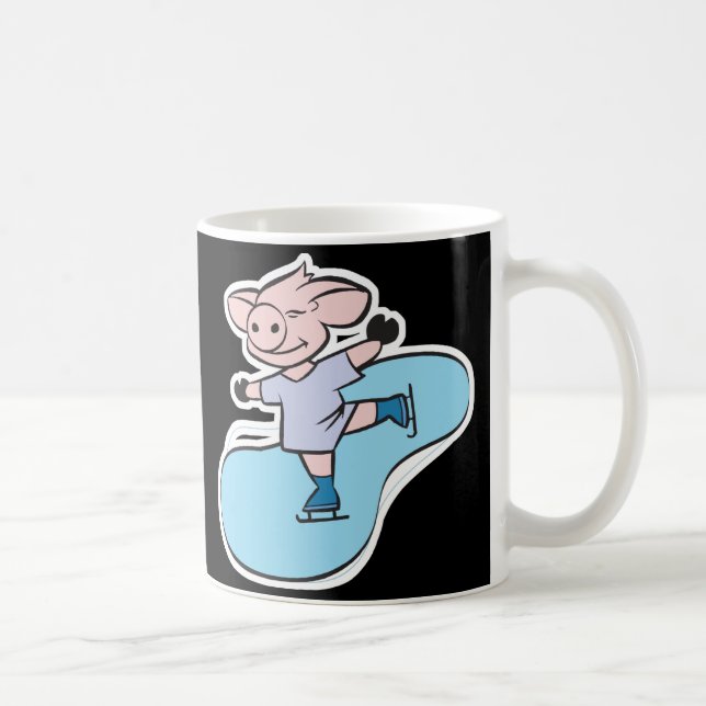 ice skating pig coffee mug (Right)