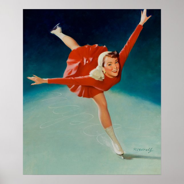 Ice Skating Pin Up Art Poster (Front)