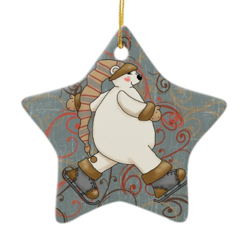 Ice Skating Polar Bear Holiday Ornament