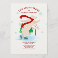 Ice Skating Polar Bear Invitation