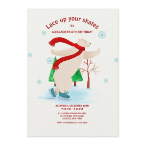 Ice Skating Polar Bear Invitation