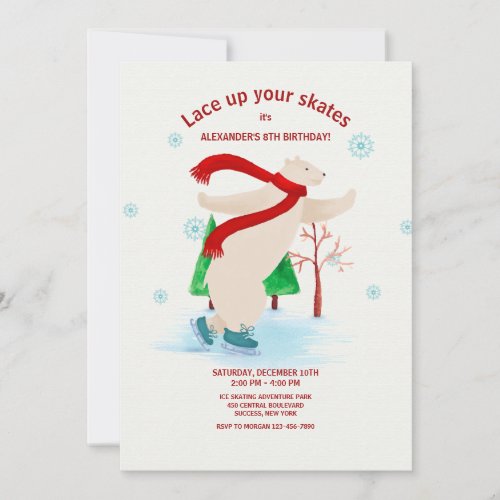 Ice Skating Polar Bear Invitation