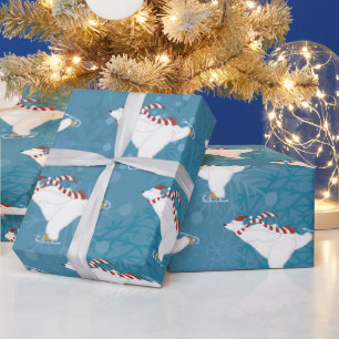 Ice Skating Polar Bear Wrapping Paper