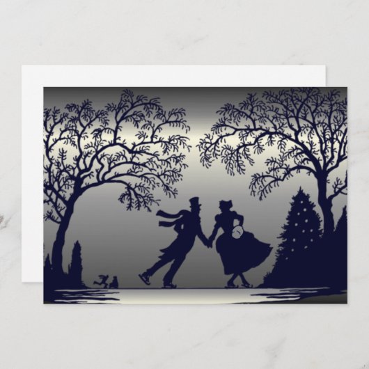 Ice Skating Pond - Silhouette (Front/Back)