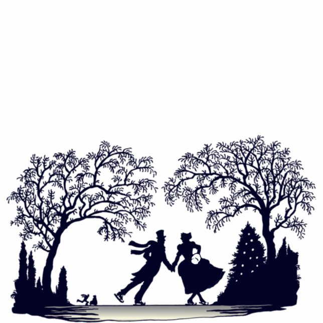 Ice Skating Pond - Silhouette Statuette (Front)
