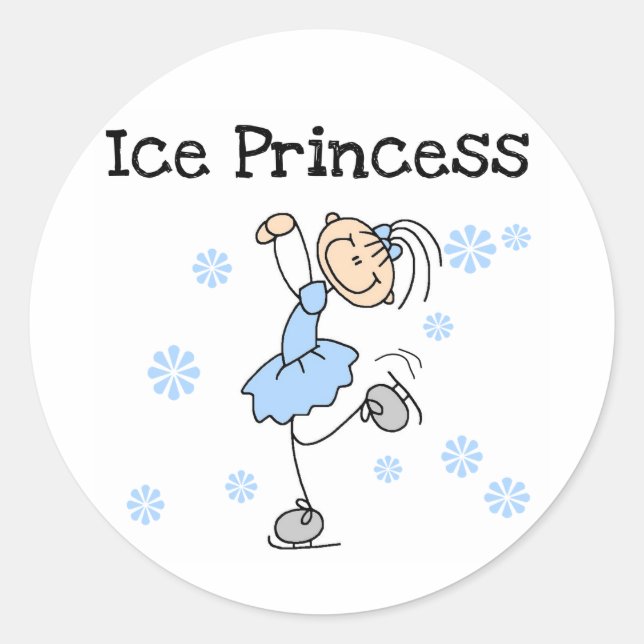 ICE SKATING PRINCESS CLASSIC ROUND STICKER (Front)