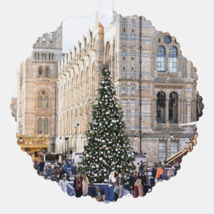Ice Skating Rink Christmas Tree London UK Photo Ornament Card
