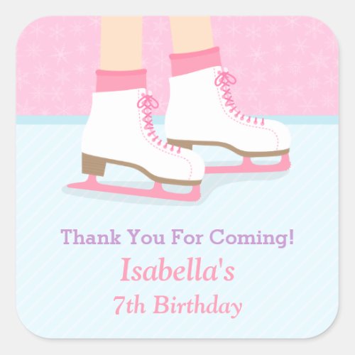 Ice Skating Rink Girls Birthday Party Stickers