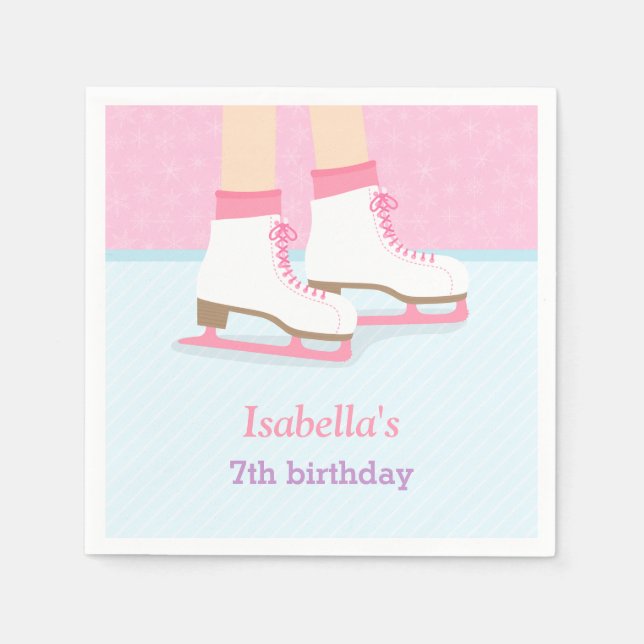 Ice Skating Rink Girls Birthday Party Supplies Paper Napkins (Front)